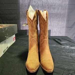 Dingo Womens Out West Cowboy Boots Leather Camel Size 9.5